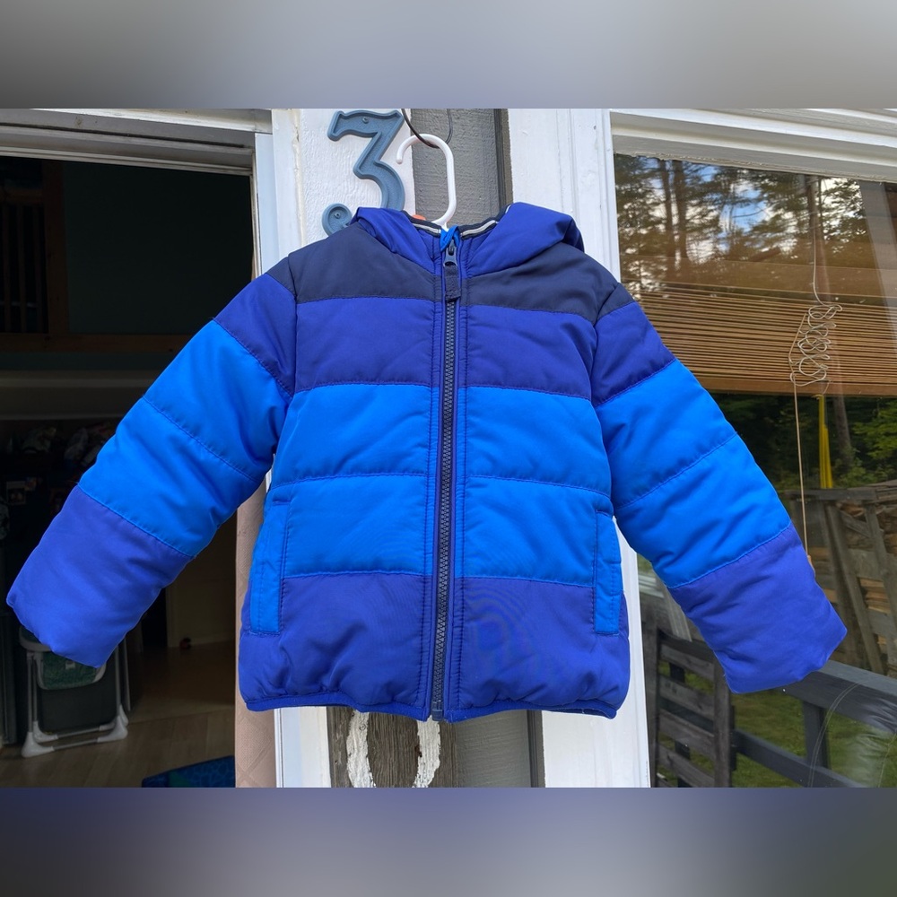Toddler Boys Warm Puffer Fleece Lined Osh Kosh B’gosh Winter Jacket With Hood